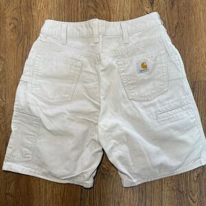 VTG Carhartt Women's Beige Utility Work Shorts Size 6 Relaxed Fit Cargo Pockets